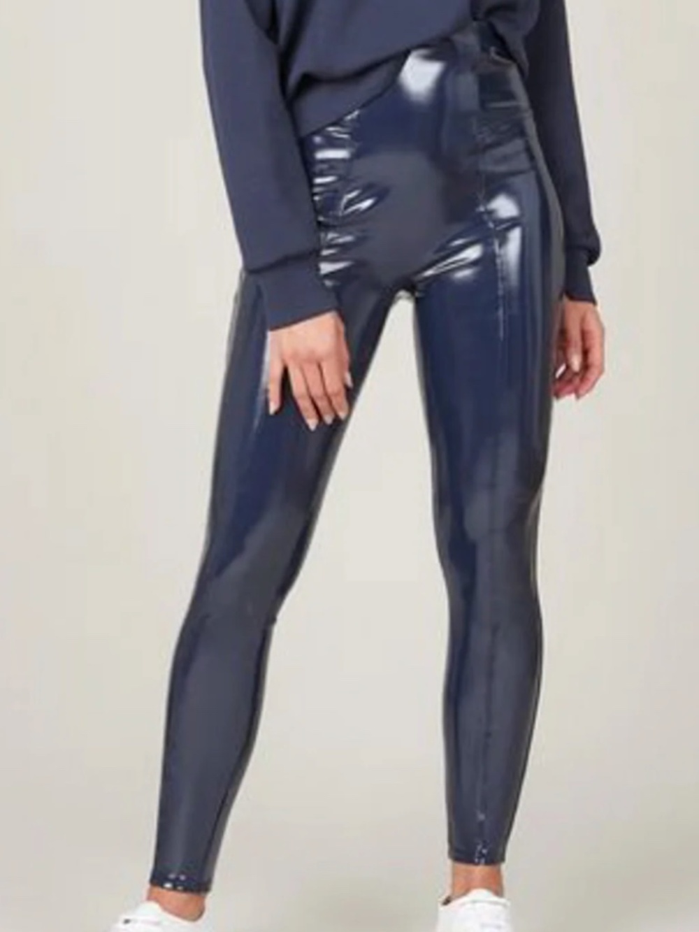 SPANX Faux Patent Leather Leggings – Port Navy – Size Medium – NWT NEW WITH TAGS